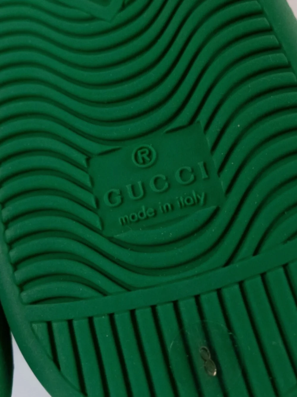 Gucci Green Embossed GG Leather Low-Top Sneakers